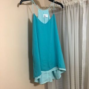 Express Blue Teal Spaghetti Strap V-Neck Tank Top